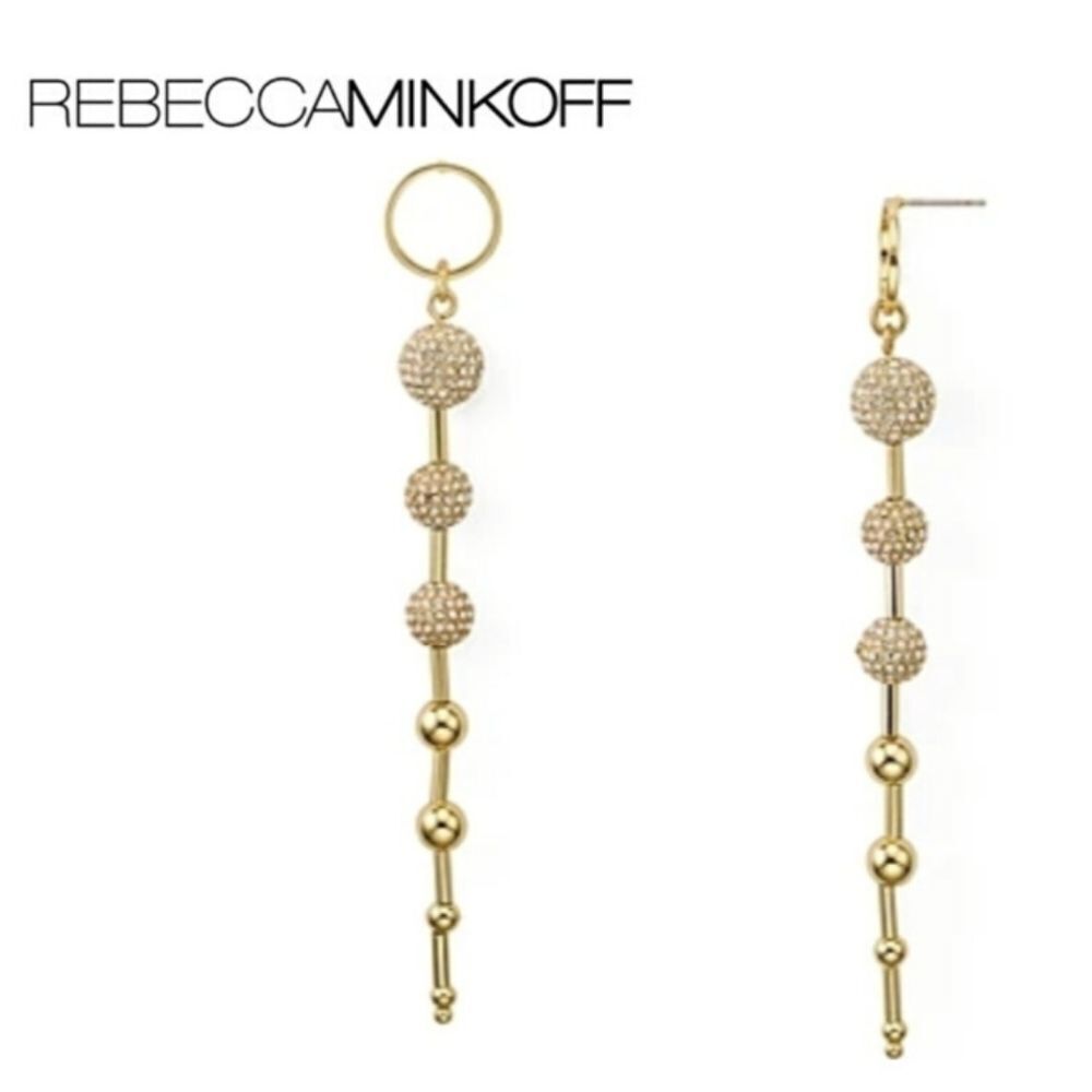 Rebecca Minkoff Gold Plated Swarovski Crystal Pave Ball Drop Earrings
